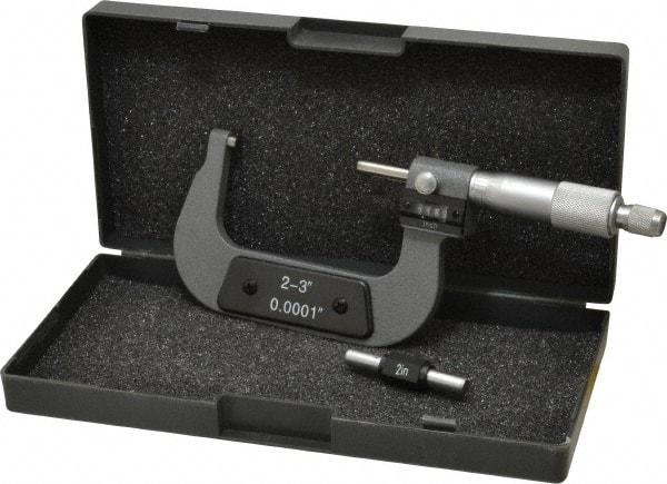 Value Collection - 2 to 3" Range, 0.0001" Graduation, Mechanical Outside Micrometer - Ratchet Stop Thimble, Digital Counter - Eagle Tool & Supply