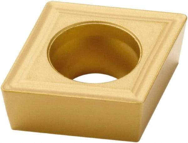 Seco - CCMT32.51 F2 Grade CP200 Carbide Turning Insert - TiAlN/TiN Finish, 80° Diamond, 3/8" Inscr Circle, 5/32" Thick, 1/64" Corner Radius - Eagle Tool & Supply