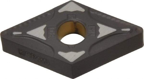 Kennametal - DNMG432 MN Grade KCP25 Carbide Turning Insert - TiCN/Al2O3 Finish, 55° Diamond, 1/2" Inscr Circle, 3/16" Thick, 1/32" Corner Radius - Eagle Tool & Supply