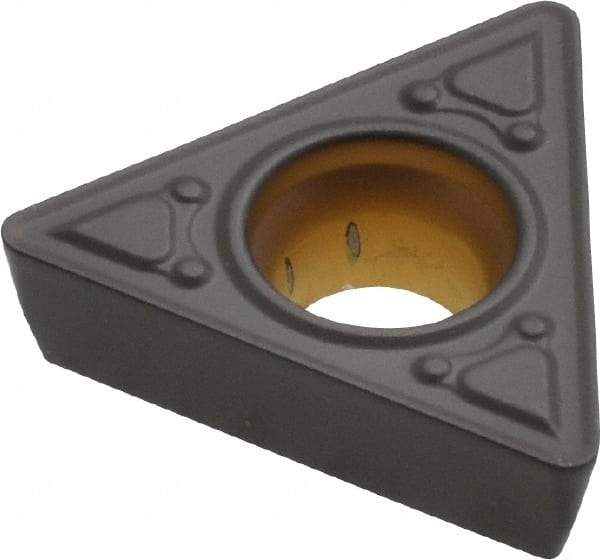 Kennametal - TPMT32.52 MF Grade KCK20 Carbide Turning Insert - TiCN/Al2O3 Finish, 60° Triangle, 3/8" Inscr Circle, 5/32" Thick, 1/32" Corner Radius - Eagle Tool & Supply