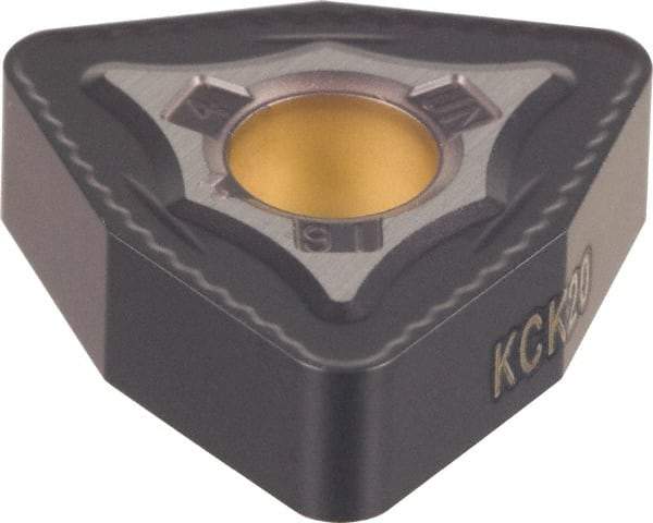 Kennametal - WNMG434 UN Grade KCK20 Carbide Turning Insert - TiCN/Al2O3 Finish, 80° Trigon, 1/2" Inscr Circle, 3/16" Thick, 1/16" Corner Radius - Eagle Tool & Supply