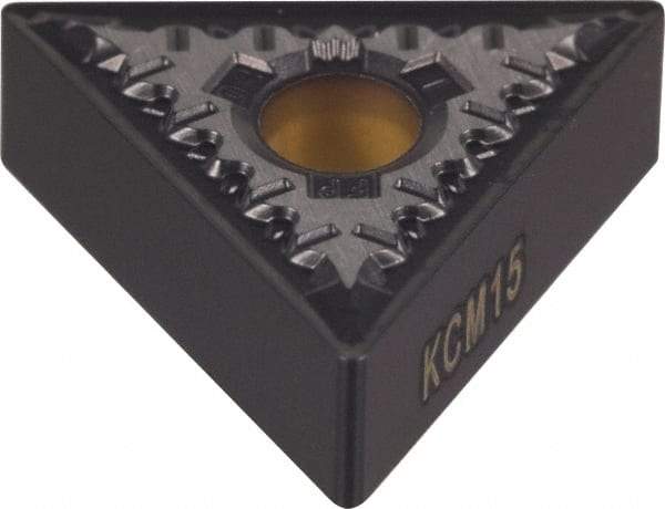 Kennametal - TNMG332 FP Grade KCM15 Carbide Turning Insert - TiCN/Al2O3 Finish, 60° Triangle, 3/8" Inscr Circle, 3/16" Thick, 1/32" Corner Radius - Eagle Tool & Supply