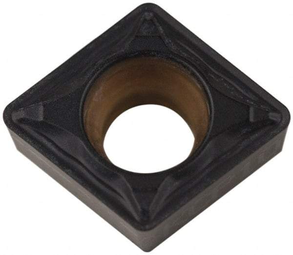 Kennametal - CCMT32.52 FP Grade KCP10 Carbide Turning Insert - TiCN/Al2O3 Finish, 80° Diamond, 3/8" Inscr Circle, 5/32" Thick, 1/32" Corner Radius - Eagle Tool & Supply