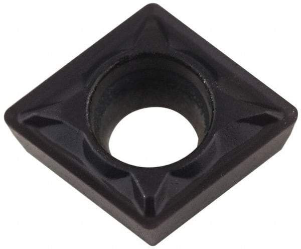 Kennametal - CPMT21.51 FP Grade KCU10 Carbide Turning Insert - TiAlN Finish, 80° Diamond, 1/4" Inscr Circle, 3/32" Thick, 1/64" Corner Radius - Eagle Tool & Supply