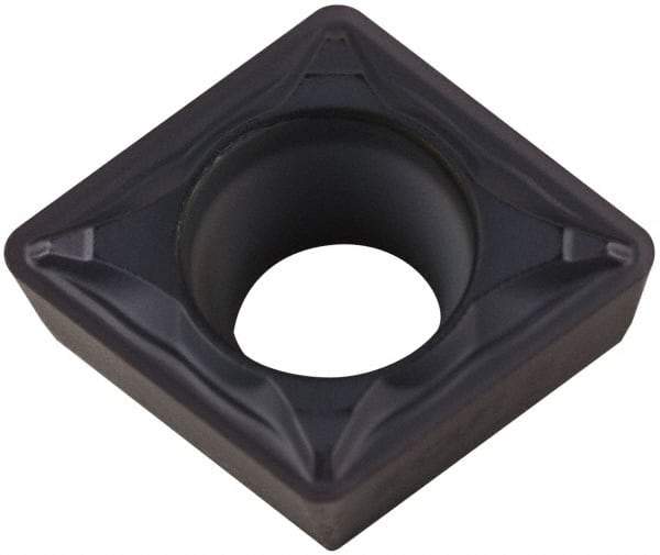 Kennametal - CPMT32.52 FP Grade KCU10 Carbide Turning Insert - TiAlN Finish, 80° Diamond, 3/8" Inscr Circle, 5/32" Thick, 1/32" Corner Radius - Eagle Tool & Supply