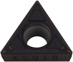 Kennametal - TCMT32.51 FP Grade KC5010 Carbide Turning Insert - TiAlN Finish, 60° Triangle, 3/8" Inscr Circle, 5/32" Thick, 1/64" Corner Radius - Eagle Tool & Supply