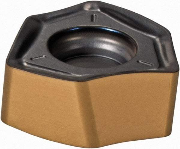Iscar - H600 WXCU080612 T Grade IC810 Carbide Milling Insert - AlTiN/TiN Finish, 0.268" Thick, 0.537" Inscribed Circle, 1.19mm Corner Radius - Eagle Tool & Supply