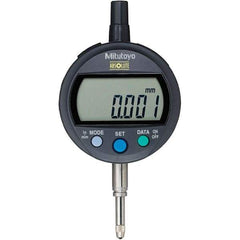 Mitutoyo - 0 to 12.7mm Range, 0.001mm Graduation, Electronic Drop Inidicator - Flat Back, 0.003mm Accuracy, LCD Display, Metric - Eagle Tool & Supply