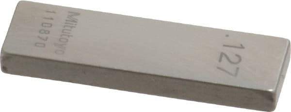 Mitutoyo - 0.127" Rectangular Steel Gage Block - Accuracy Grade 0, Includes Certificate of Inspection - Eagle Tool & Supply