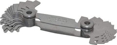 SPI - 28 Leaf, 0.5 to 6mm Pitch Range, 4 to 56 TPI Range, Stainless Steel Screw Pitch Gage - 60° Thread Angle - Eagle Tool & Supply