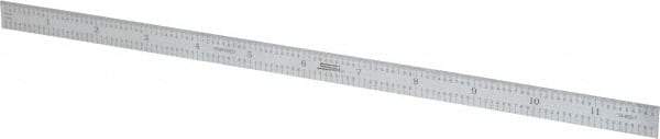 SPI - 12" Long, 1/50, 1/10" and 0.5, 1mm Graduation, Flexible Steel Rule - Decimal/Metric Graduation Style, 1/2" Wide, Silver, Satin Chrome Finish - Eagle Tool & Supply
