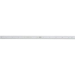 SPI - 12" Long, 1/100, 1/10" and 0.5, 1mm Graduation, Flexible Steel Rule - Decimal/Metric Graduation Style, 1/2" Wide, Silver, Satin Chrome Finish - Eagle Tool & Supply