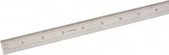 SPI - 18" Long, 1/100, 1/10" and 0.5, 1mm Graduation, Flexible Steel Rule - Decimal/Metric Graduation Style, 3/4" Wide, Silver, Satin Chrome Finish - Eagle Tool & Supply