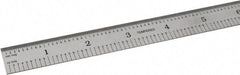 SPI - 24" Long, 1/100, 1/10" and 0.5, 1mm Graduation, Flexible Steel Rule - Decimal/Metric Graduation Style, 3/4" Wide, Silver, Satin Chrome Finish - Eagle Tool & Supply