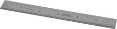 SPI - 6" Long, 1/100, 1/10" and 0.5, 1mm Graduation, Rigid Steel Rule - Decimal/Metric Graduation Style, 3/4" Wide, Silver, Satin Chrome Finish - Eagle Tool & Supply
