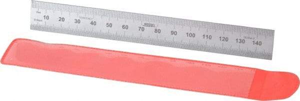 SPI - 6" Long, 0.5, 1mm Graduation, Rigid Steel Rule - Metric Graduation Style, 3/4" Wide, Silver, Satin Chrome Finish - Eagle Tool & Supply
