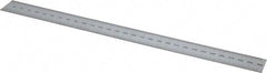 SPI - 12" Long, 1/100, 1/10" and 0.5, 1mm Graduation, Rigid Steel Rule - Decimal/Metric Graduation Style, 1" Wide, Silver, Satin Chrome Finish - Eagle Tool & Supply