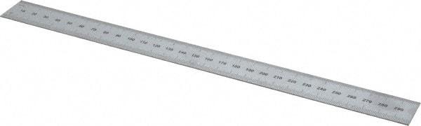 SPI - 12" Long, 0.5, 1mm Graduation, Rigid Steel Rule - Metric Graduation Style, 1" Wide, Silver, Satin Chrome Finish - Eagle Tool & Supply