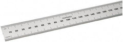 SPI - 18" Long, 0.5, 1mm Graduation, Rigid Steel Rule - Metric Graduation Style, 1-1/8" Wide, Silver, Satin Chrome Finish - Eagle Tool & Supply