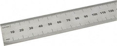 SPI - 24" Long, 0.5, 1mm Graduation, Rigid Steel Rule - Metric Graduation Style, 1-1/8" Wide, Silver, Satin Chrome Finish - Eagle Tool & Supply