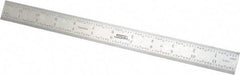 SPI - 12" Long, 1/64, 1/32, 1/16, 1/8" Graduation, Rigid Steel Rule - 4R Graduation Style, 1" Wide, Silver - Eagle Tool & Supply