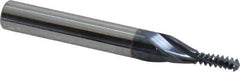 Accupro - #10-24 UNC, 0.12" Cutting Diam, 3 Flute, Solid Carbide Helical Flute Thread Mill - Internal Thread, 5/16" LOC, 2" OAL, 1/4" Shank Diam - Eagle Tool & Supply