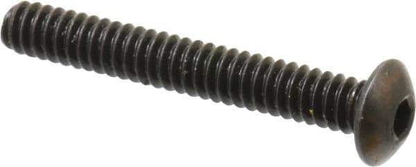 Holo-Krome - #6-32 UNC Hex Socket Drive, Button Screw - Alloy Steel, Black Oxide Finish, Fully Threaded, 1" Length Under Head - Eagle Tool & Supply
