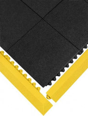 Wearwell - 39" Long x 3" Wide x 5/8" Thick, Anti-Fatigue Modular Matting Ramp Edge - Female, Yellow, For Dry & Wet Areas, Series 572 - Eagle Tool & Supply