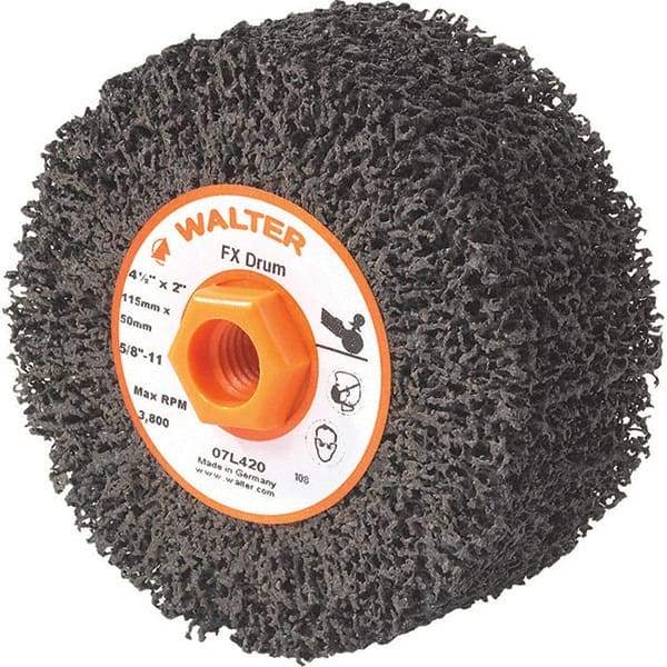 WALTER Surface Technologies - 4-1/2" Diam, Aluminum Oxide Unmounted Flap Wheels - 5/8" Hole, 2" Wide, Nonwoven, Coarse Grade, 3,800 Max RPM - Eagle Tool & Supply