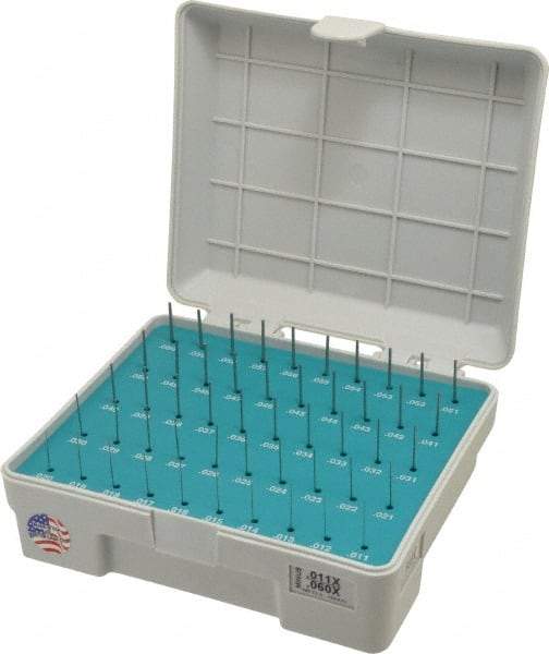 Meyer Gage - 50 Piece, 0.011 to 0.06 Inch Diameter Plug & Pin Gage Set - Minus 0.0004 Inch Tolerance, Class X - Eagle Tool & Supply