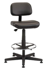 Bevco - Pneumatic Height Adjustable Chair - Vinyl Seat, Black - Eagle Tool & Supply