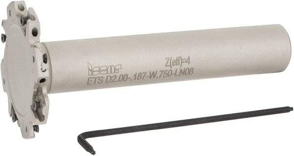 Iscar - Shank Connection, 3/16" Cutting Width, 5/8" Depth of Cut, 2" Cutter Diam, 4 Tooth Indexable Slotting Cutter - 3/4" Shank Diam, ETS-LN08 Toolholder, LNET Insert, Right Hand Cutting Direction - Eagle Tool & Supply