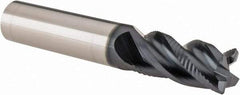 Iscar - 1/2" Diam, 1" LOC, 4 Flute Solid Carbide Roughing & Finishing Corner Chamfer End Mill - TiAlN Finish, 3" OAL, 1/2" Shank Diam, Straight Shank, 38° Helix, Centercutting, Regular Length - Eagle Tool & Supply