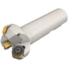 Iscar - 45° Lead Angle, 35.4mm Max Cut Diam, 25mm Min Cut Diam, 3.5mm Max Depth of Cut, Indexable Chamfer and Angle End Mill - 2 Inserts, ONMU 0505 Insert Style, 100mm Overall Length, Through Coolant, Straight Shank - Eagle Tool & Supply