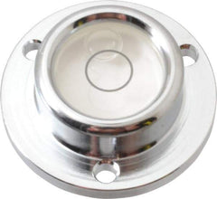 Geier & Bluhm, Inc. - 1-1/4 Inch Base Diameter x 0.44 Inch Overall Height, 1 Circle, Brass Bull's Eye Circular Level - 0.276 Inch Vial Diameter, 5/8 Inch Inner Diameter, 0.12 Inch Mounting Hole Diameter, 0.1 Inch Sensitivity, -40 to 150°F - Eagle Tool & Supply