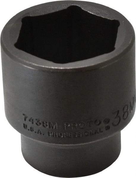 Proto - 1/2" Drive 38mm Standard Impact Socket - 6 Points, 2-3/8" OAL - Eagle Tool & Supply