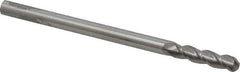 Accupro - 3/8" Diam, 1-1/2" LOC, 3 Flute Solid Carbide Ball End Mill - Uncoated, Single End, 6" OAL, 3/8" Shank Diam, Spiral Flute - Eagle Tool & Supply