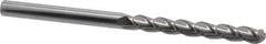 Accupro - 3/8" Diam, 3" LOC, 3 Flute Solid Carbide Ball End Mill - Uncoated, Single End, 6" OAL, 3/8" Shank Diam, Spiral Flute - Eagle Tool & Supply