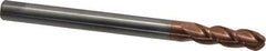 Accupro - 5/16" Diam, 1" LOC, 3 Flute Solid Carbide Ball End Mill - TiCN Finish, Single End, 4" OAL, 5/16" Shank Diam, Spiral Flute - Eagle Tool & Supply