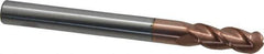 Accupro - 3/8" Diam, 1" LOC, 3 Flute Solid Carbide Ball End Mill - TiCN Finish, Single End, 4" OAL, 3/8" Shank Diam, Spiral Flute - Eagle Tool & Supply
