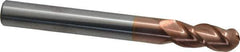 Accupro - 7/16" Diam, 1" LOC, 3 Flute Solid Carbide Ball End Mill - TiCN Finish, Single End, 4" OAL, 7/16" Shank Diam, Spiral Flute - Eagle Tool & Supply