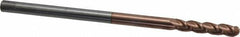 Accupro - 5/16" Diam, 1-1/2" LOC, 3 Flute Solid Carbide Ball End Mill - TiCN Finish, Single End, 6" OAL, 5/16" Shank Diam, Spiral Flute - Eagle Tool & Supply