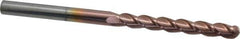 Accupro - 3/8" Diam, 3" LOC, 3 Flute Solid Carbide Ball End Mill - TiCN Finish, Single End, 6" OAL, 3/8" Shank Diam, Spiral Flute - Eagle Tool & Supply