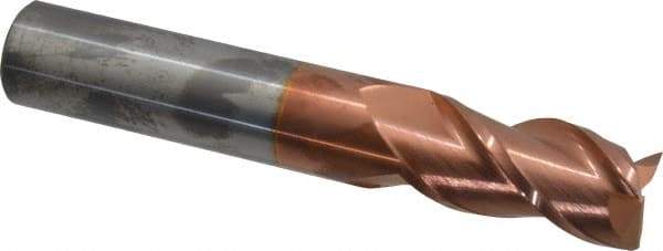 Accupro - 1", 2" LOC, 1" Shank Diam, 6" OAL, 3 Flute, Solid Carbide Square End Mill - Single End, TiCN Finish, Spiral Flute, 40° Helix, Centercutting, Right Hand Cut, Right Hand Flute - Eagle Tool & Supply