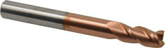 Accupro - 7/16", 1" LOC, 7/16" Shank Diam, 4" OAL, 3 Flute, Solid Carbide Square End Mill - Single End, TiCN Finish, Spiral Flute, 40° Helix, Centercutting, Right Hand Cut, Right Hand Flute - Eagle Tool & Supply