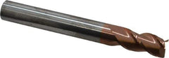 Accupro - 1/2", 1" LOC, 1/2" Shank Diam, 4" OAL, 3 Flute, Solid Carbide Square End Mill - Single End, TiCN Finish, Spiral Flute, 40° Helix, Centercutting, Right Hand Cut, Right Hand Flute - Eagle Tool & Supply