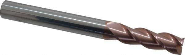 Accupro - 5/8", 2" LOC, 5/8" Shank Diam, 6" OAL, 3 Flute, Solid Carbide Square End Mill - Single End, TiCN Finish, Spiral Flute, 40° Helix, Centercutting, Right Hand Cut, Right Hand Flute - Eagle Tool & Supply