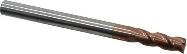 Accupro - 1/2", 1-1/2" LOC, 1/2" Shank Diam, 6" OAL, 3 Flute, Solid Carbide Square End Mill - Single End, TiCN Finish, Spiral Flute, 40° Helix, Centercutting, Right Hand Cut, Right Hand Flute - Eagle Tool & Supply