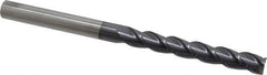 Accupro - 7/16", 3" LOC, 7/16" Shank Diam, 6" OAL, 3 Flute, Solid Carbide Square End Mill - Single End, AlTiN Finish, Spiral Flute, 40° Helix, Centercutting, Right Hand Cut, Right Hand Flute - Eagle Tool & Supply