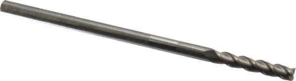Accupro - 3/16", 1" LOC, 3/16" Shank Diam, 4" OAL, 3 Flute, Solid Carbide Square End Mill - Single End, AlTiN Finish, Spiral Flute, 40° Helix, Centercutting, Right Hand Cut, Right Hand Flute - Eagle Tool & Supply